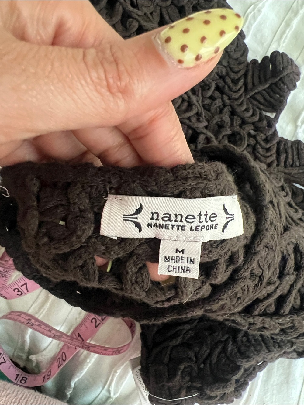 Nanette Lepore Brown Open-Knit Crochet Top - Picture 6 of 9